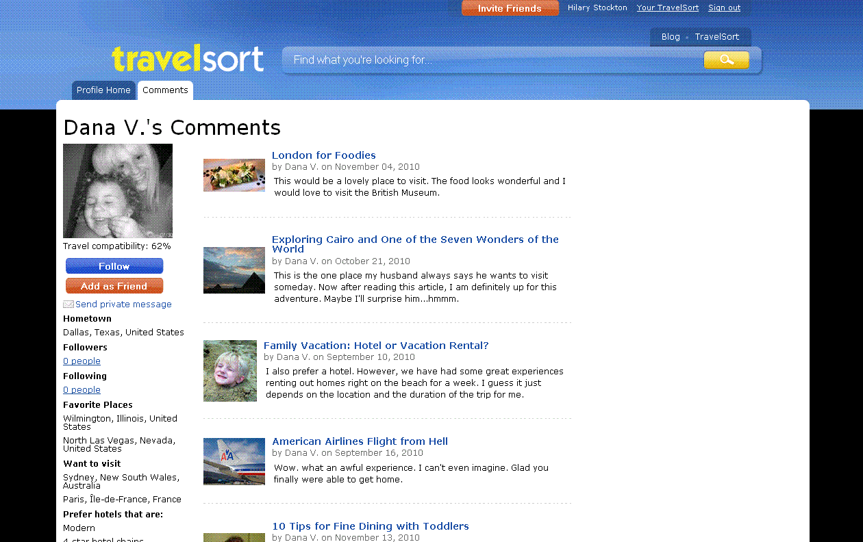 Dana V's Comments on TravelSort articles